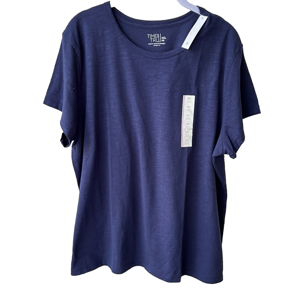 Time and Tru - Women's NWT Navy Blue Round Neck Short Sleeve Tee Shirt XXL